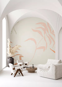 Arched entryway styled with the Ethereal Fronds wall mural in blush and olive tones.