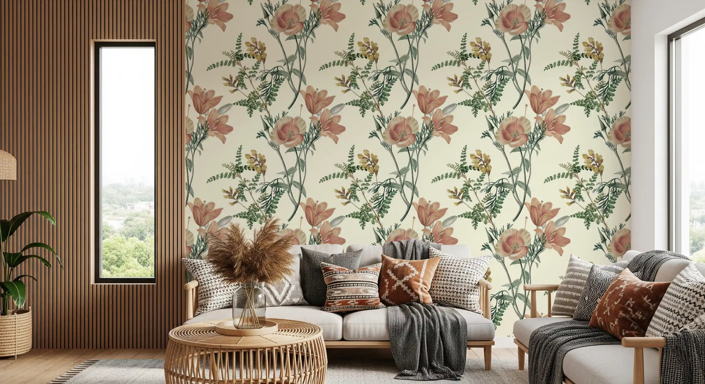 Vintage Botanical Flower Wallpaper