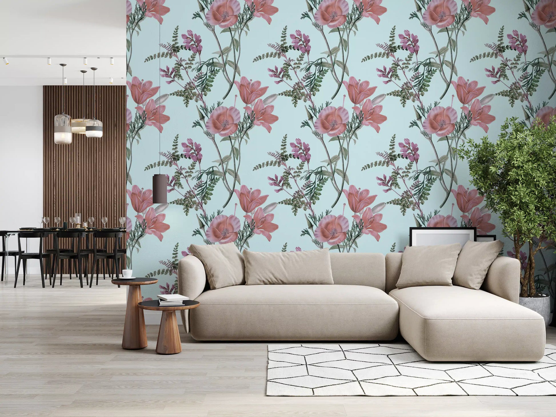 Elegant Wallpaper with classic floral pattern and vintage styling