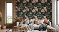 Hallway featuring Traditional Botanical wallpaper with green leaf patterns