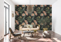 Vintage floral wallpaper with Traditional Botanical natural color palette