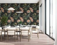 Dining area space using Traditional Botanical wallpaper with floral design