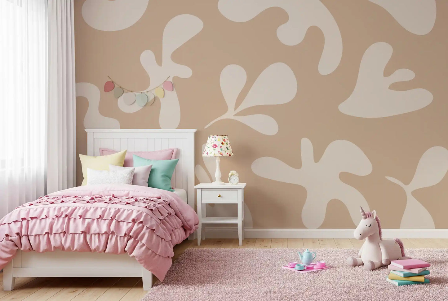 Organic Flow in Beige wall mural showing smooth curved abstract forms