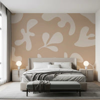 Beige modern wall mural with Organic Flow minimal organic pattern finish