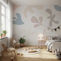 Kids bedroom setup Soft Organic Shapes wall mural curved form pattern