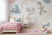 Soft Organic Shapes wall mural with layered pastel abstract flow