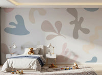 Abstract pastel wall mural Soft Organic Shapes flowing elements