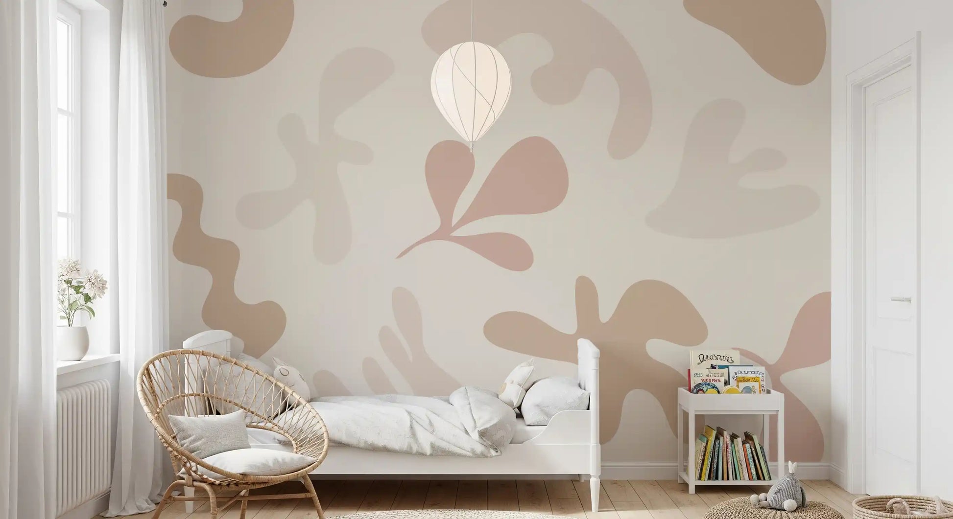 Minimal abstract wall mural Organic Flow soft tone design