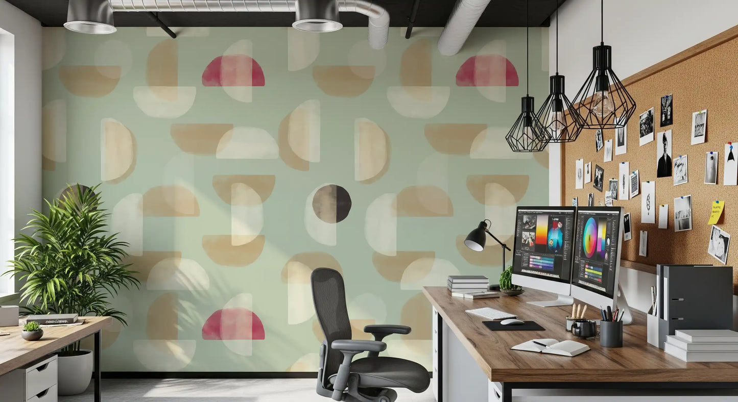 Minimal pattern wall mural Soft Modern Shapes design