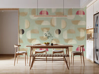 Soft Modern Shapes mural featuring pastel tone geometry