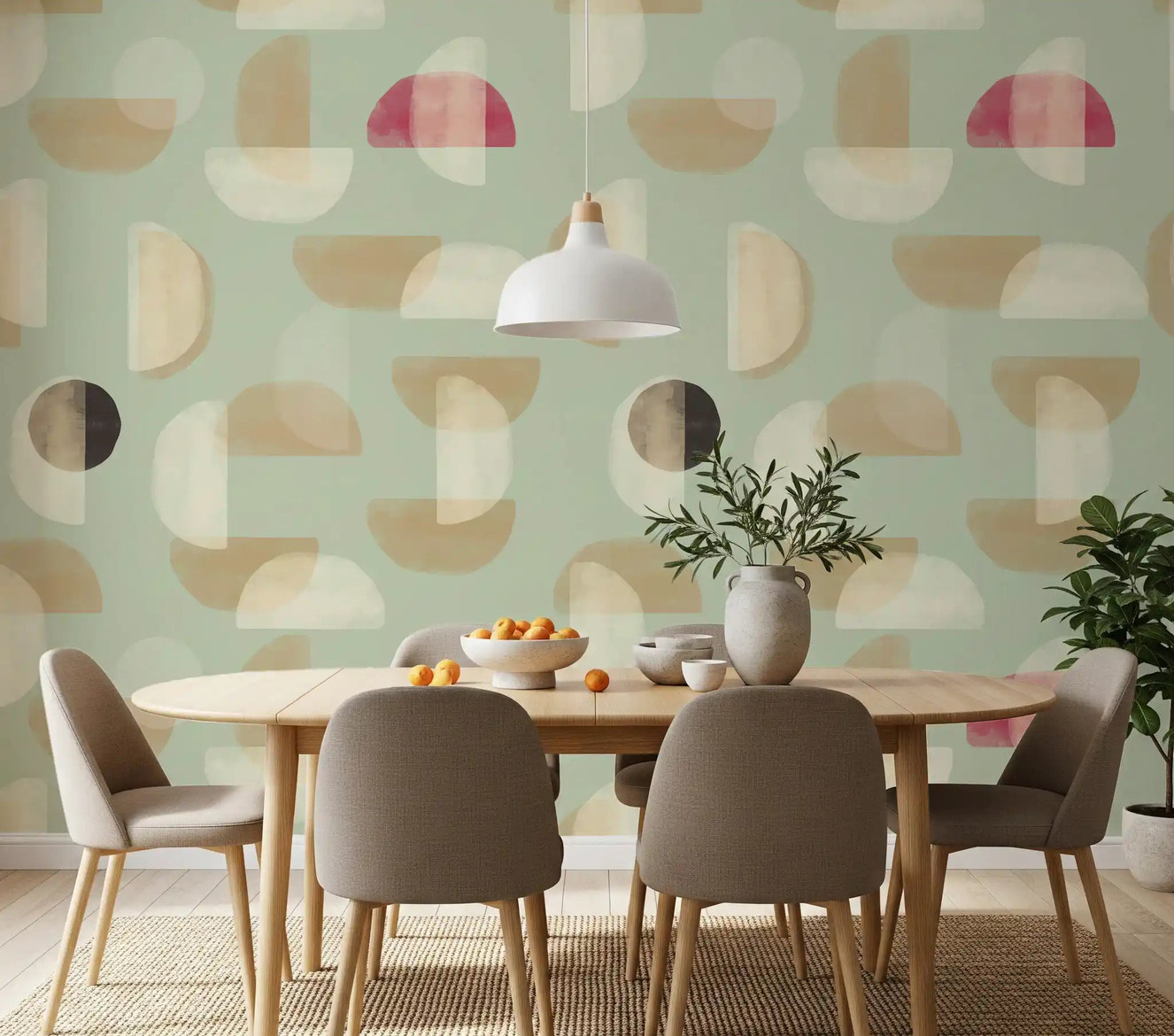 Dining room with Soft Modern Shapes wall mural soft shapes