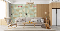 Modern geometric wall mural Soft Modern Shapes soft colors
