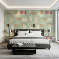 Bedroom styled Soft Modern Shapes mural geometric design