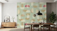 Soft Modern Shapes wall mural with curved form layout