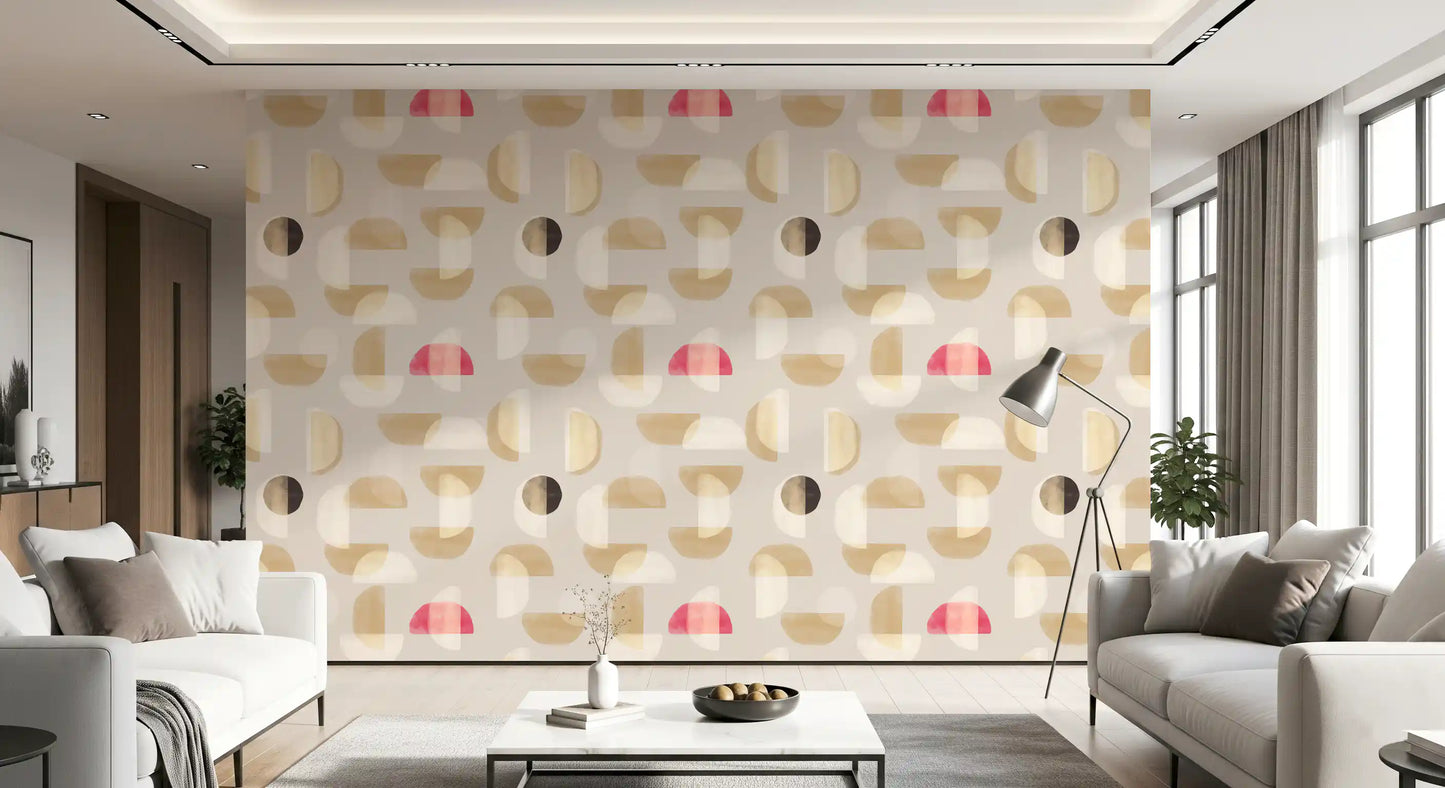 Modern geometric wall mural Abstract Whispering Shapes tones