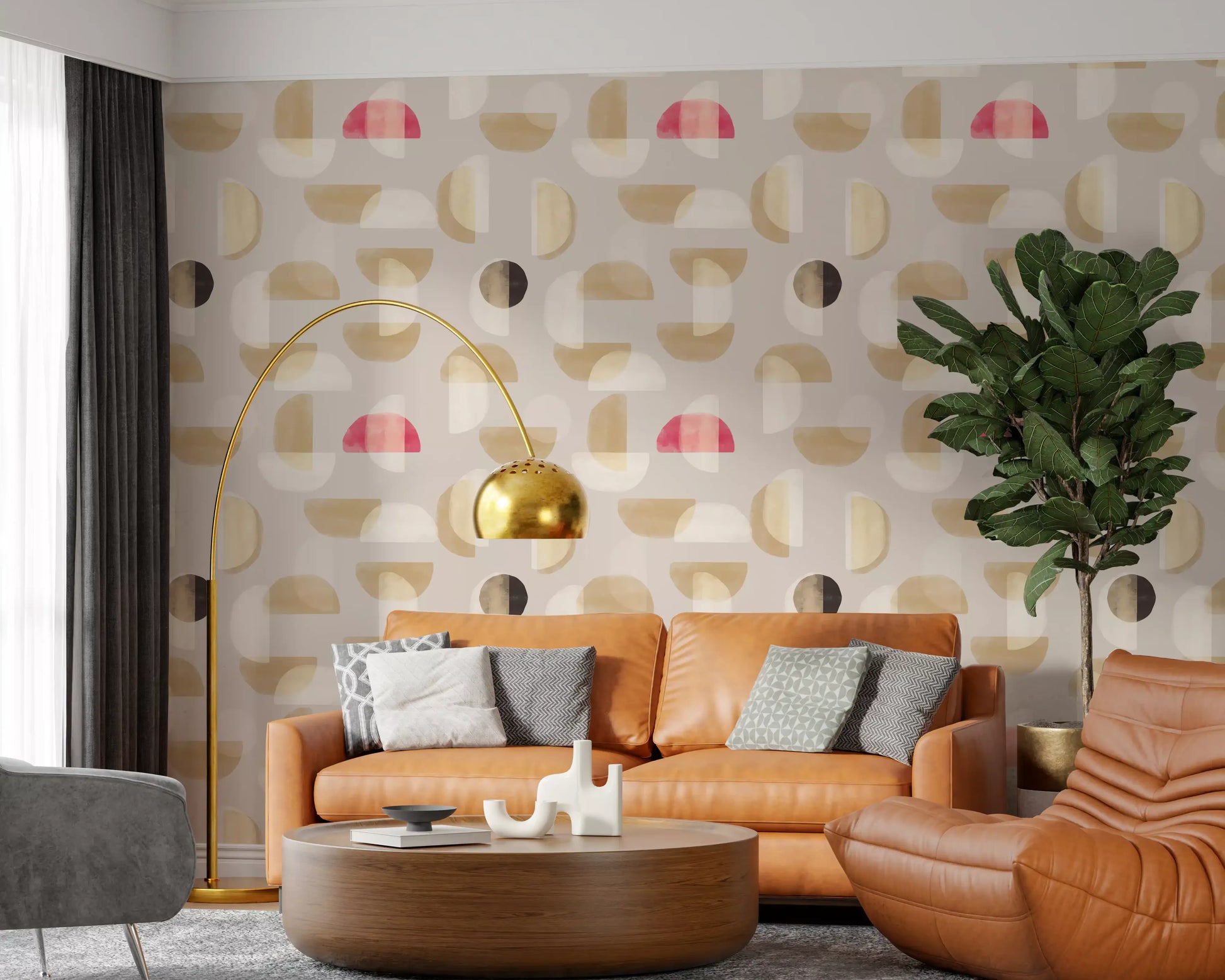 Abstract Whispering Shapes wall mural with soft geometric layout