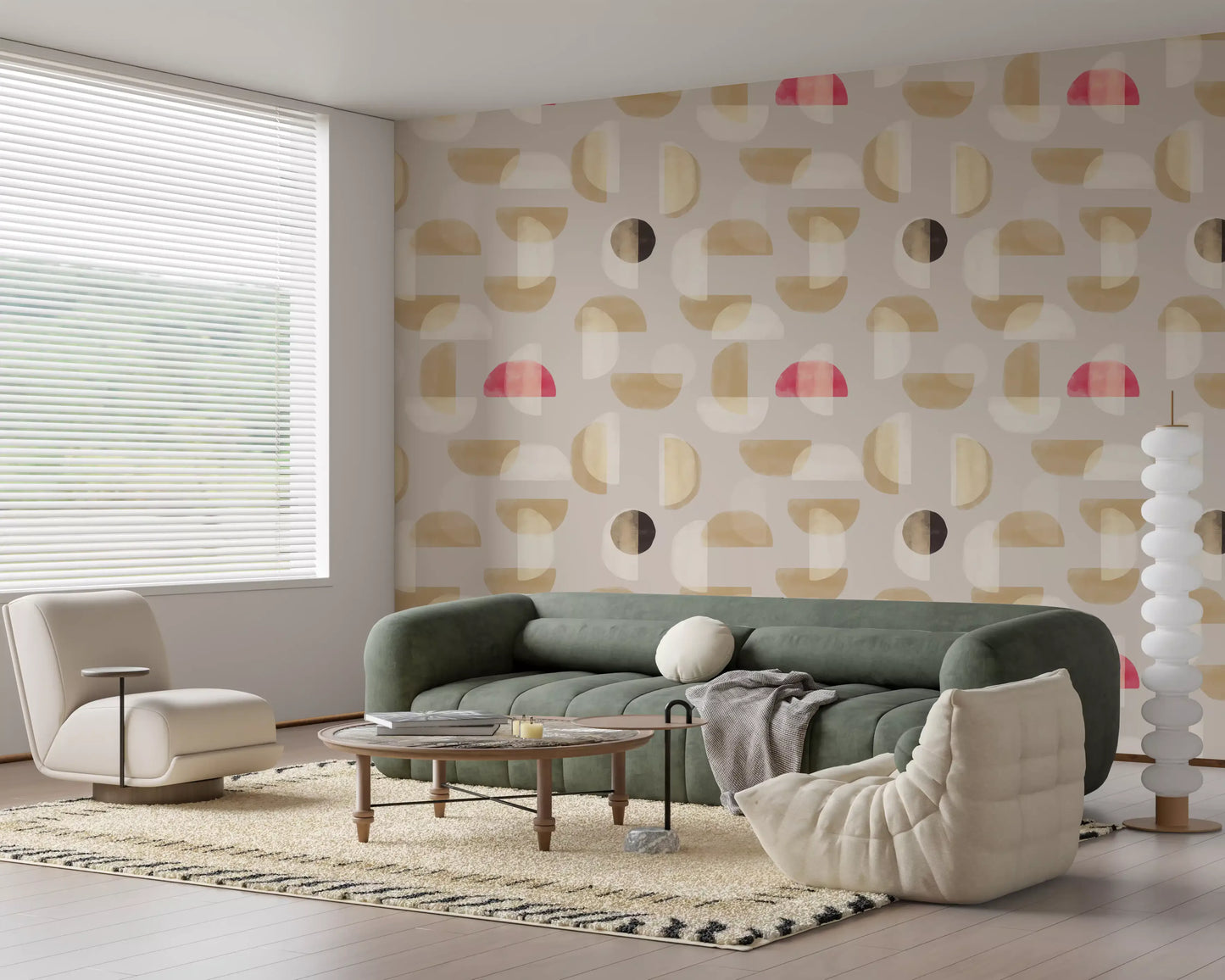 Hallway with Abstract Whispering Shapes wall mural neutral forms