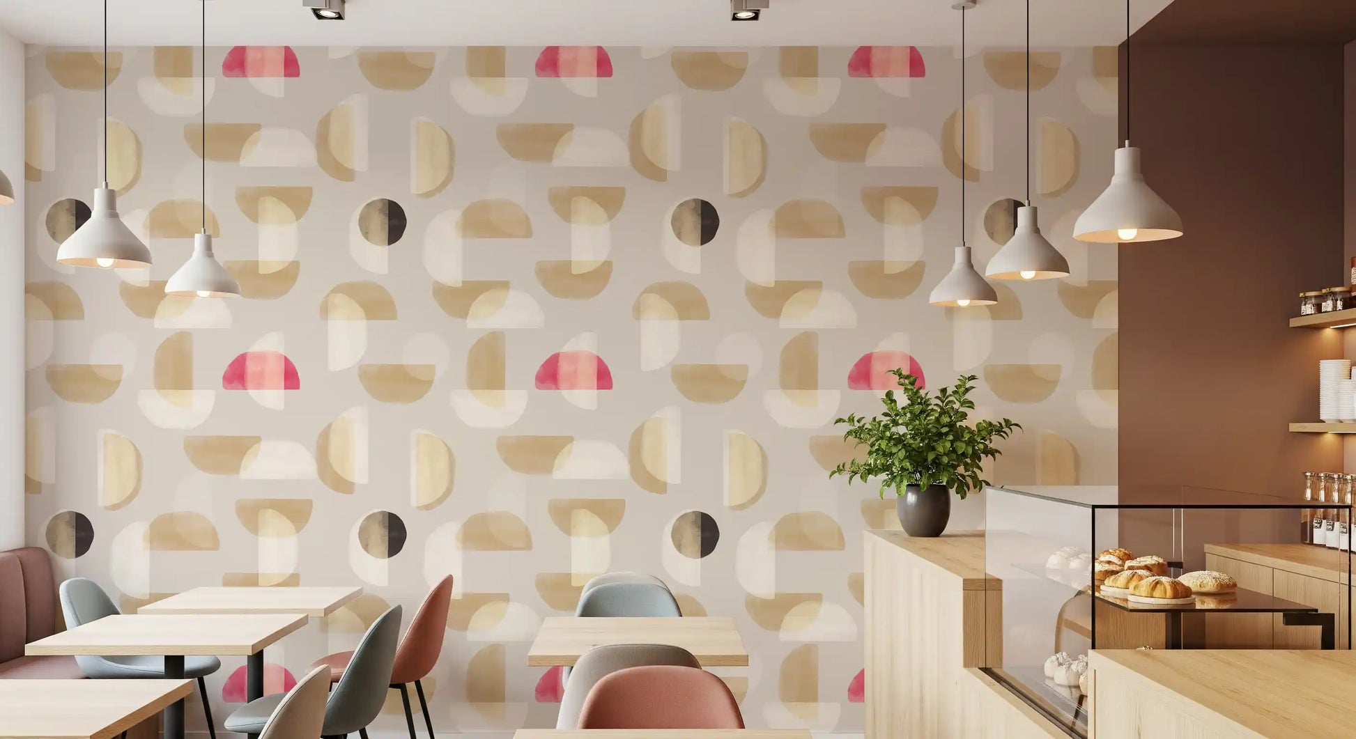 Dining area wall Abstract Whispering Shapes mural modern pattern