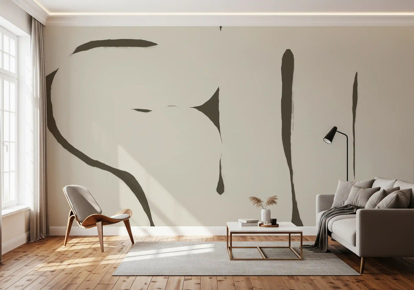 Office wall Silenced Current mural modern neutral design