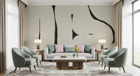 Minimal beige wall mural Abstract Flow soft curve layout