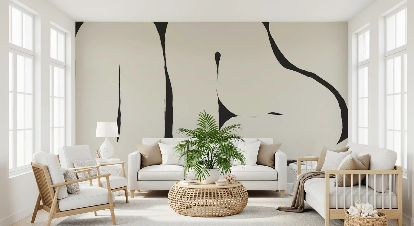 Abstract Flow Neutral Curves mural smooth organic forms