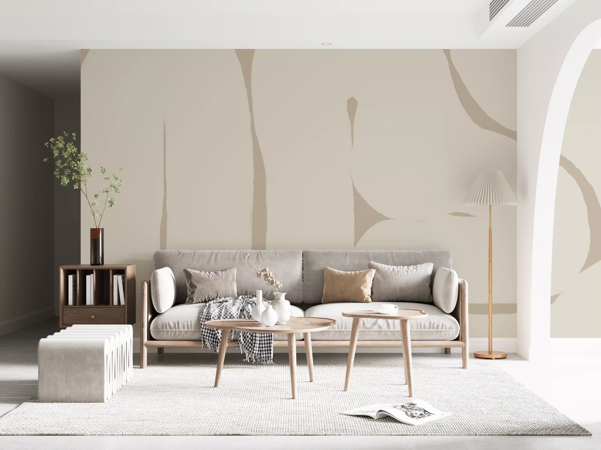 Smooth Flow wall mural with layered neutral shapes