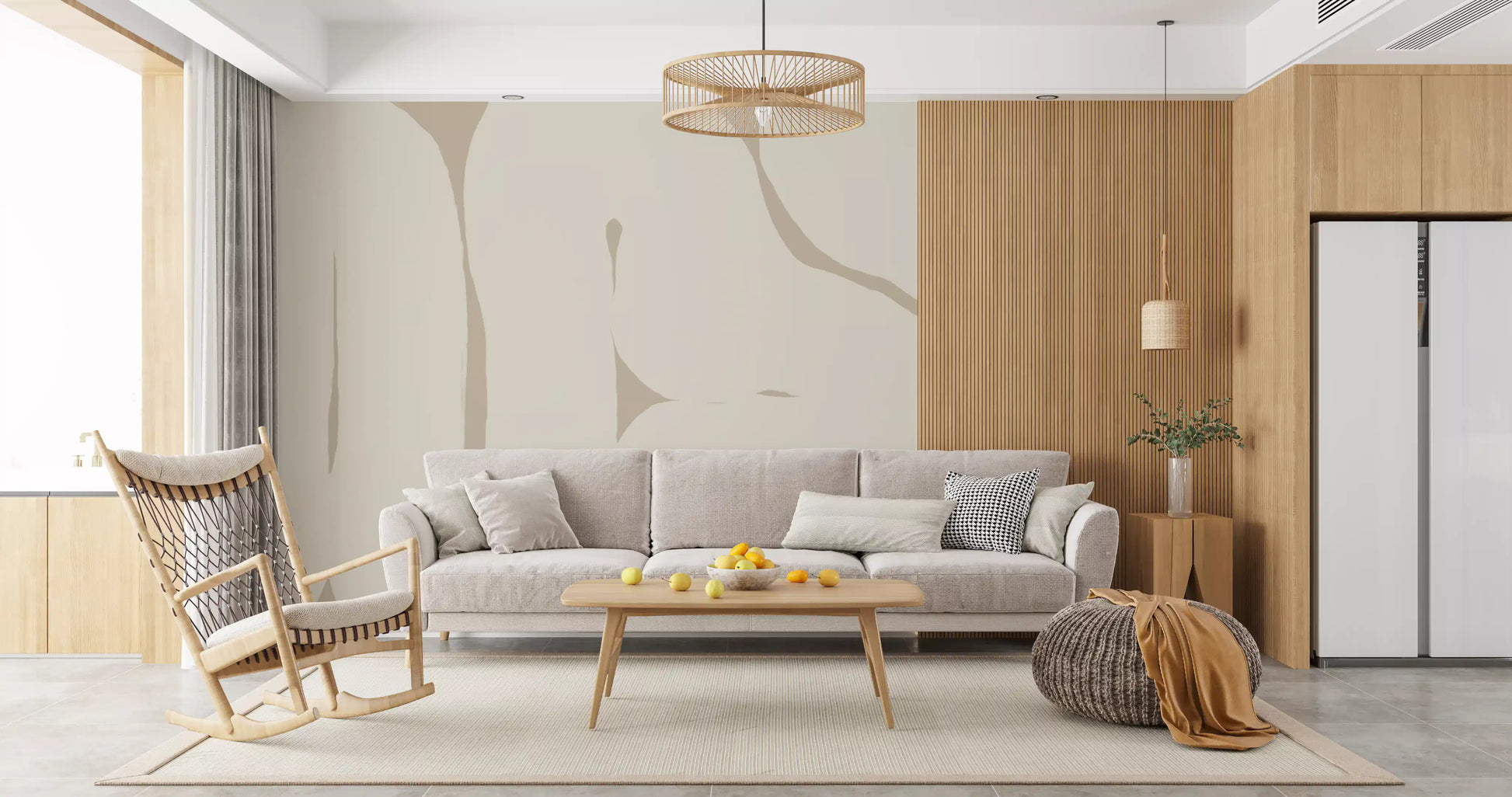 Office wall Smooth Flow mural minimal beige design style