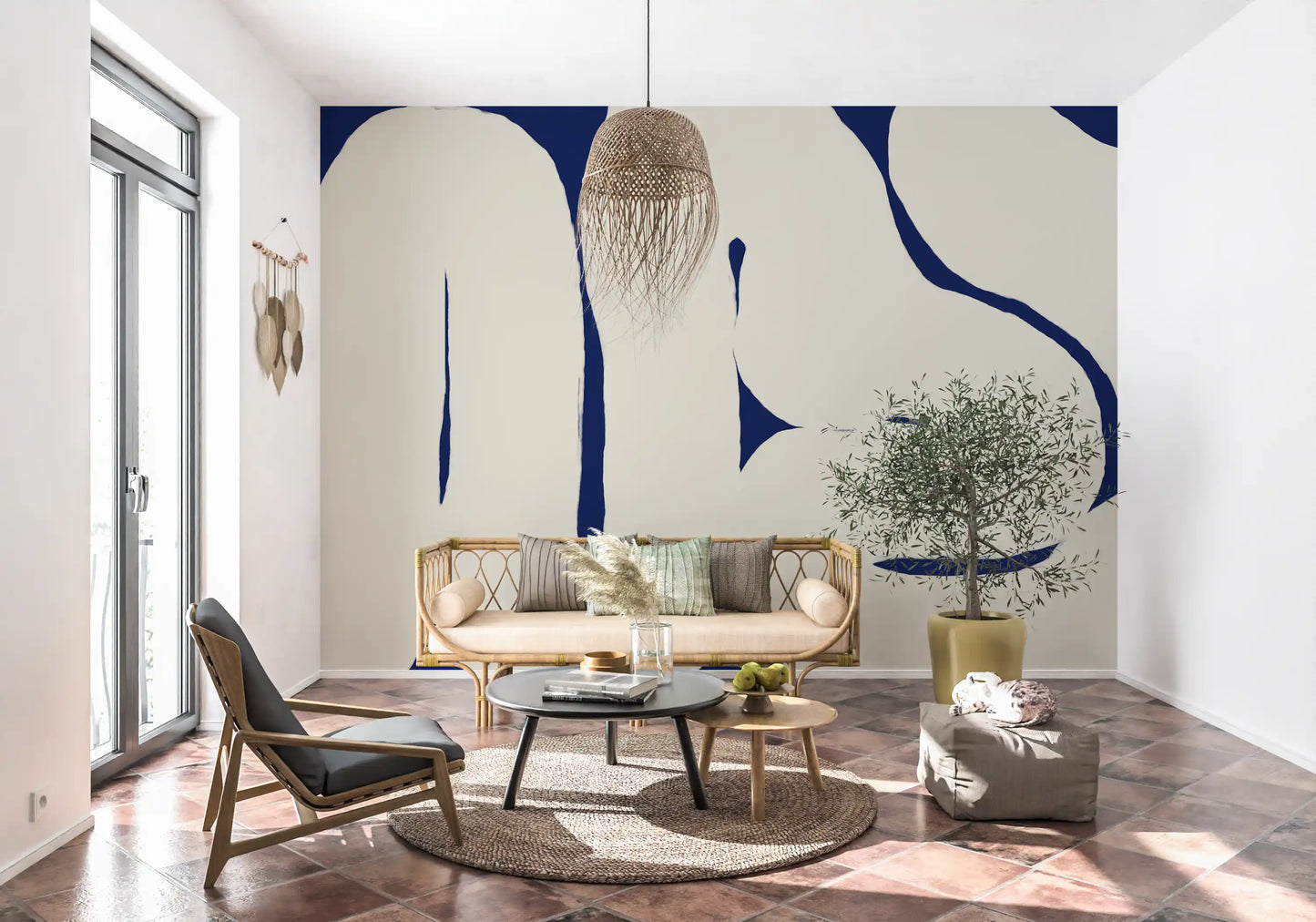 Organic Curves wall mural with large shape pattern layout