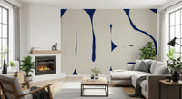 Blue abstract wall mural Organic Curves minimal style look