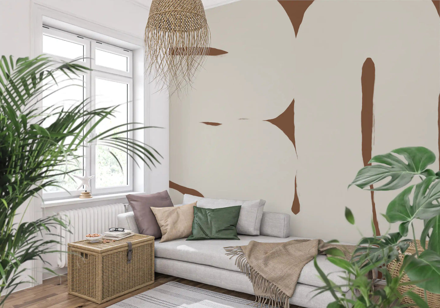 Organic Embrace wall mural with soft beige abstract pattern