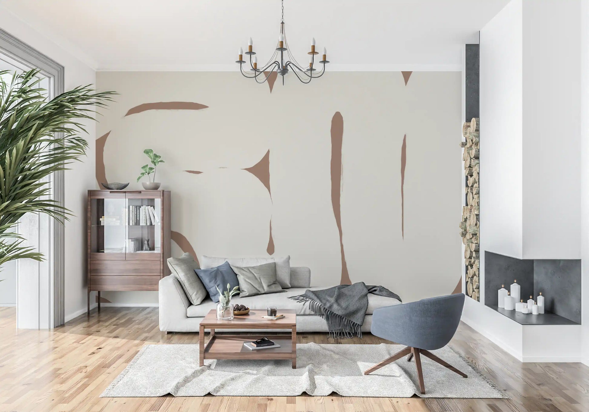 Organic Embrace mural showing flowing curves and soft tones