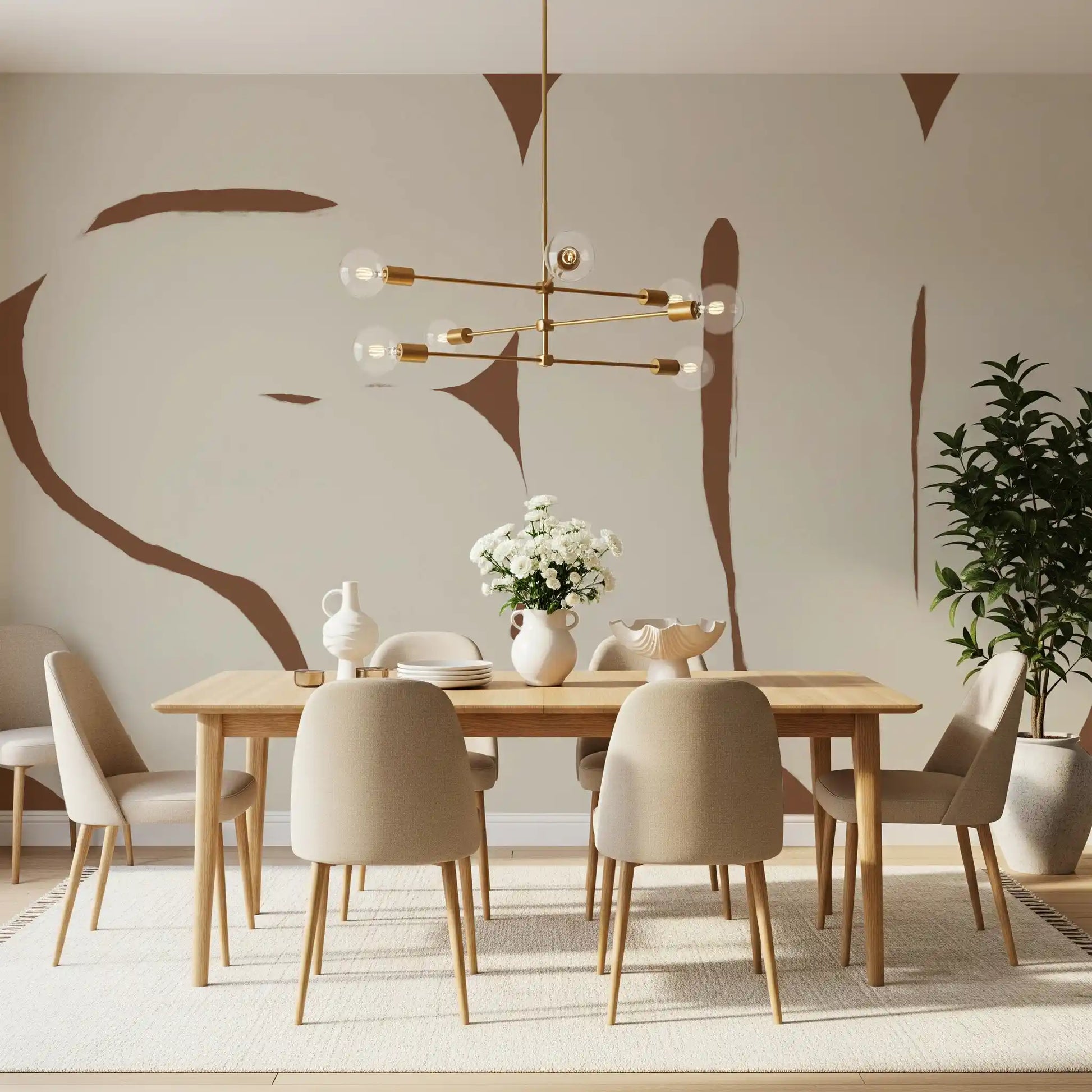Modern neutral wall mural Organic Embrace curved shapes
