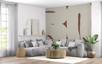 Minimal abstract wall mural Organic Embrace beige design