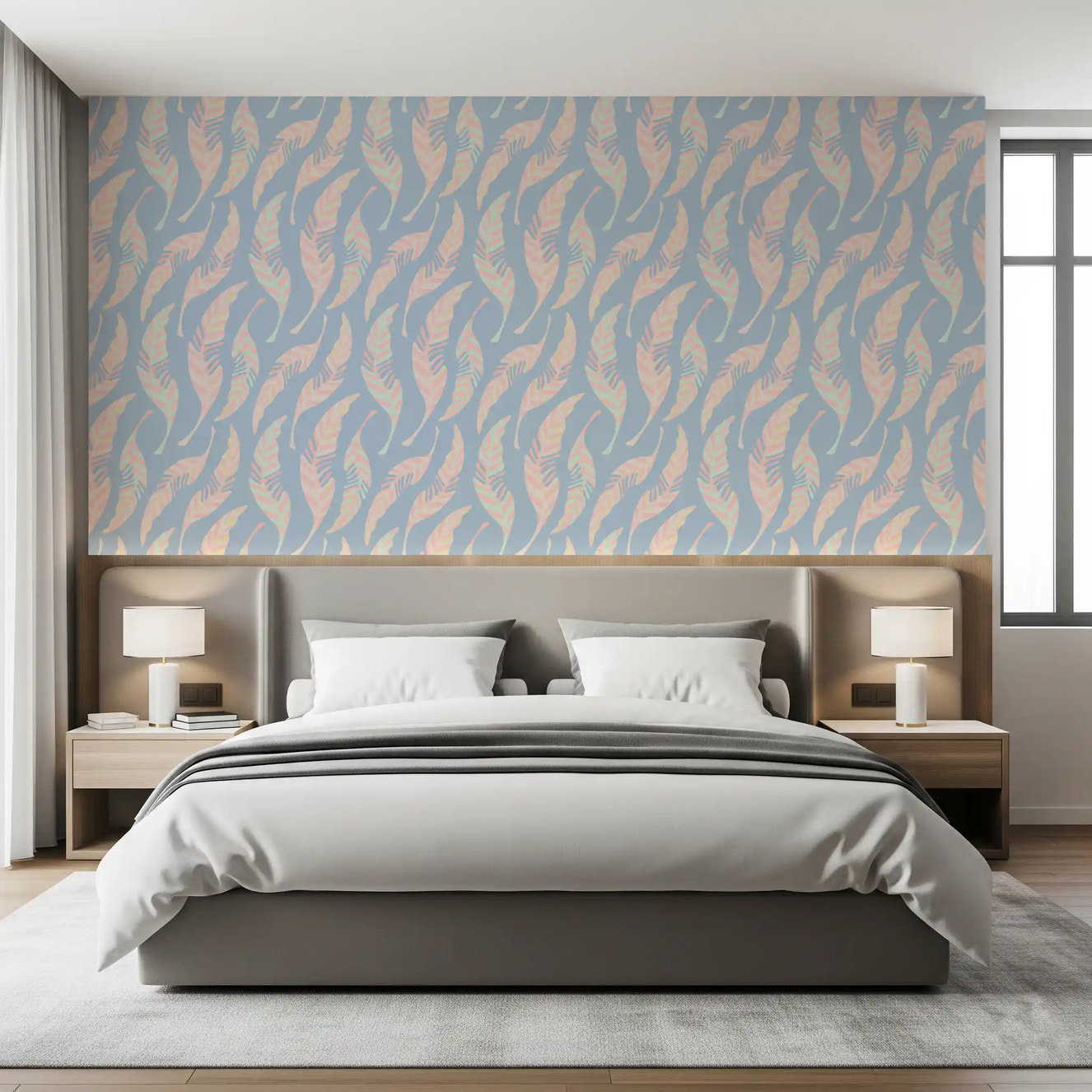 Light As A Feather Spring Cottagecore Feathers Pastel Pink Blue Wallpaper⁠