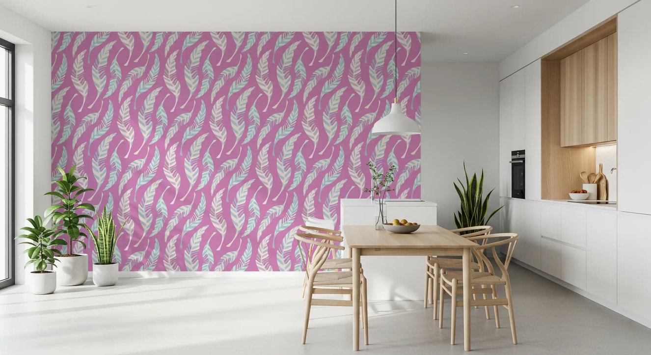 Light As A Feather Spring Cottagecore Feathers Pastel Purple Pink Plum  Wallpaper⁠