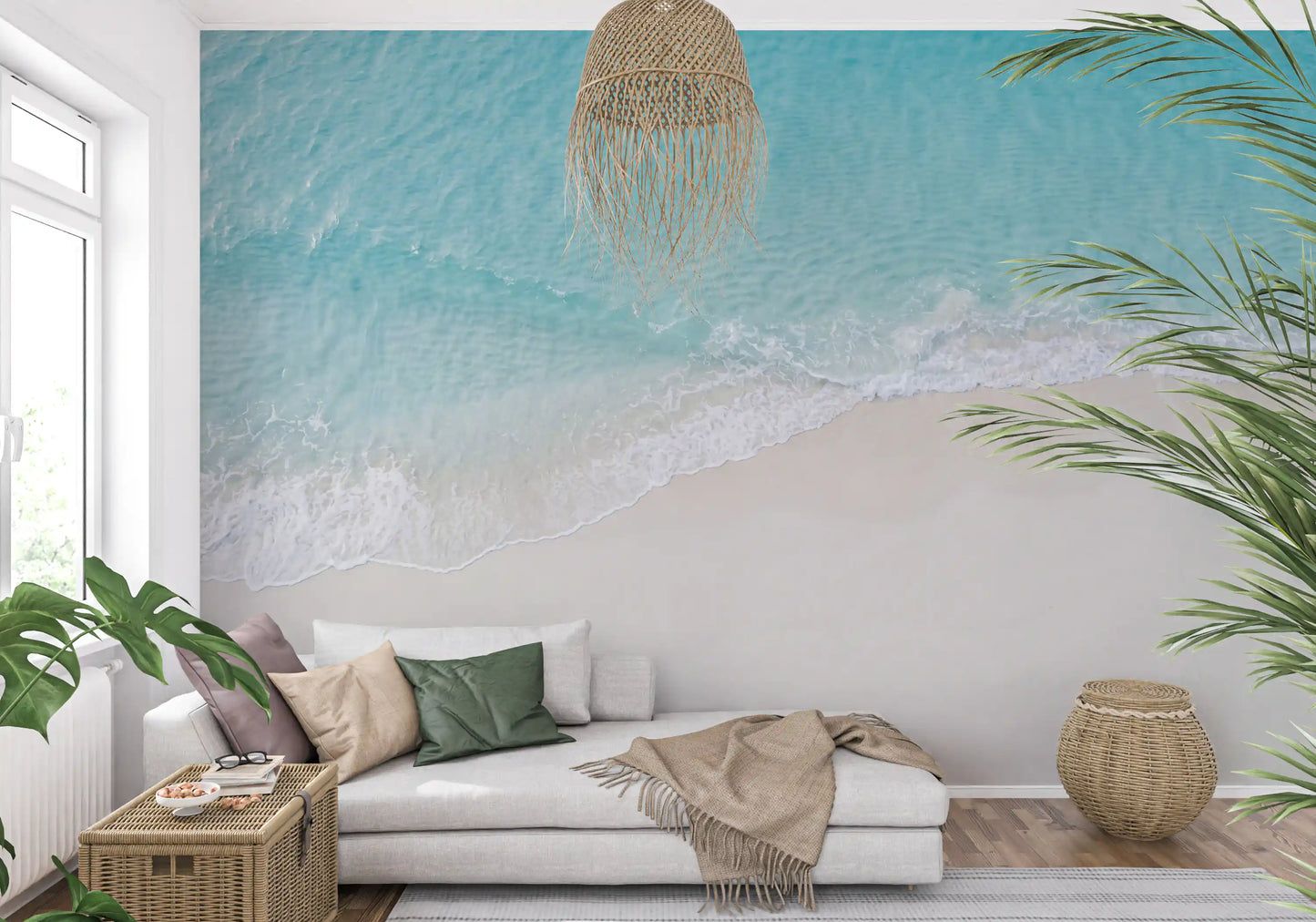 Turquoise ocean wall mural showing White Sand shoreline and wave flow