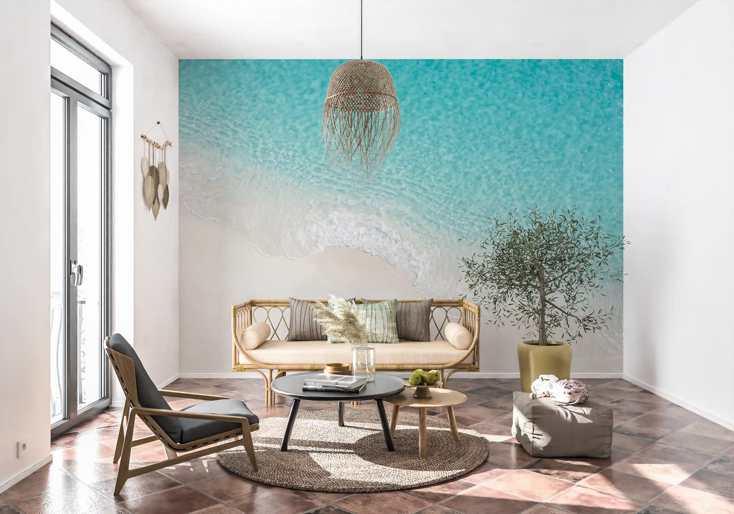 Hallway Aqua Shoreline mural showing soft shoreline and clear water