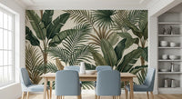 Tropical palm wall mural carrying Lush Tropical green foliage detail