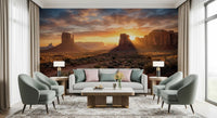 Hallway Desert Horizon mural with sunset buttes and desert shrubs