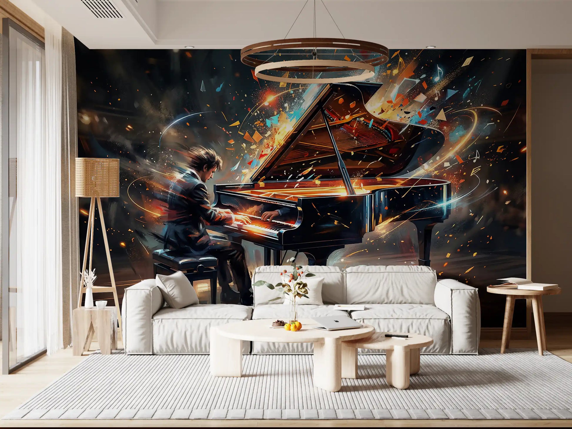 Hallway displays Symphony of Light wall mural with vibrant energy