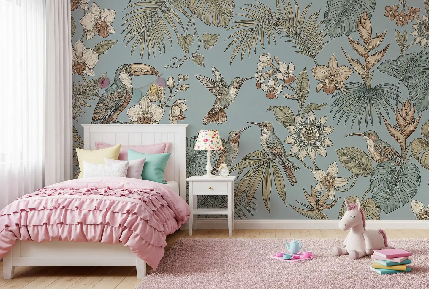 Tropical Birds Serenity  Wall Mural