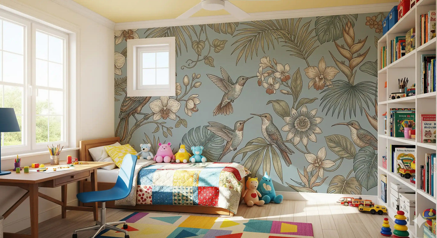 Tropical Birds Serenity  Wall Mural