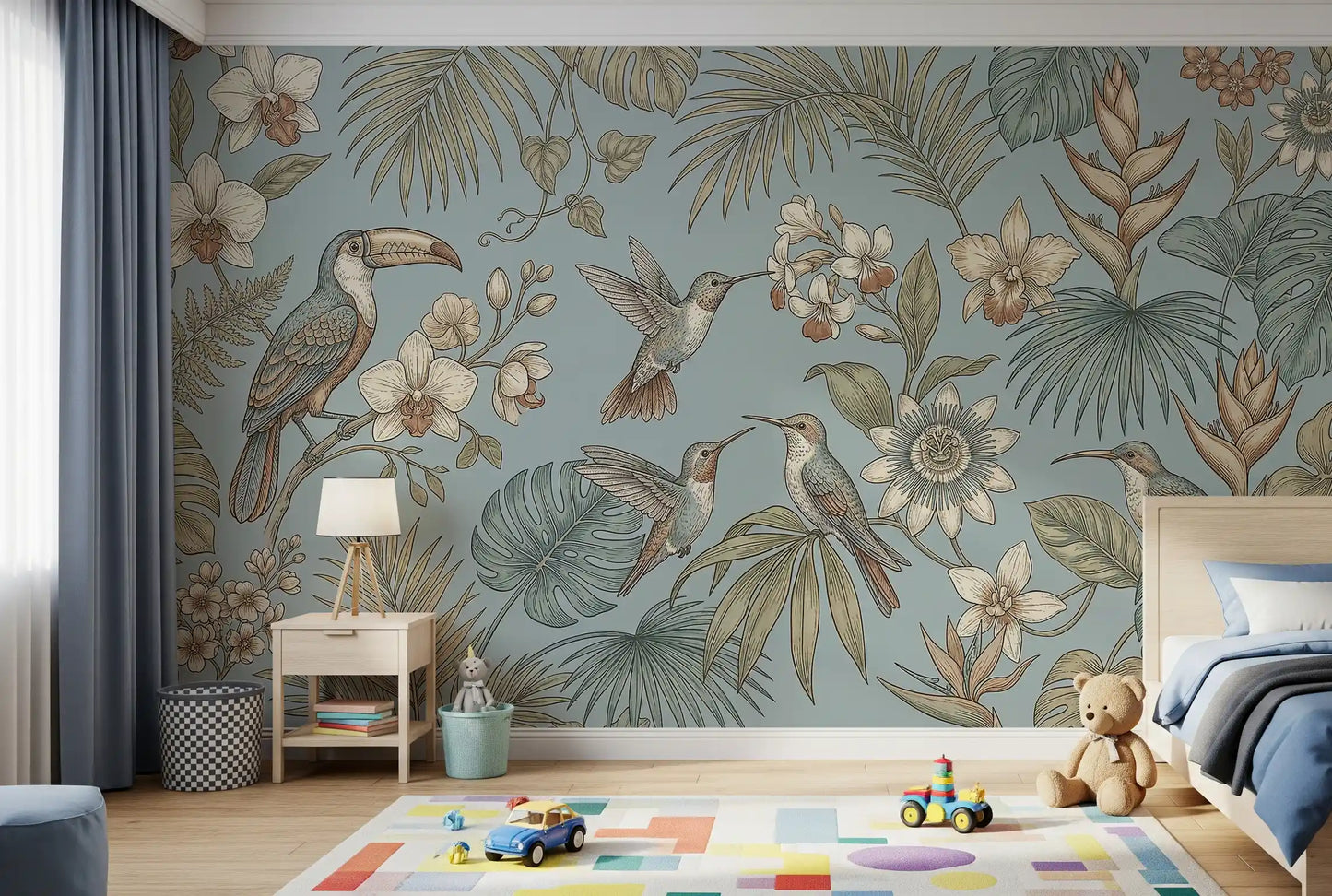 Tropical Birds Serenity  Wall Mural