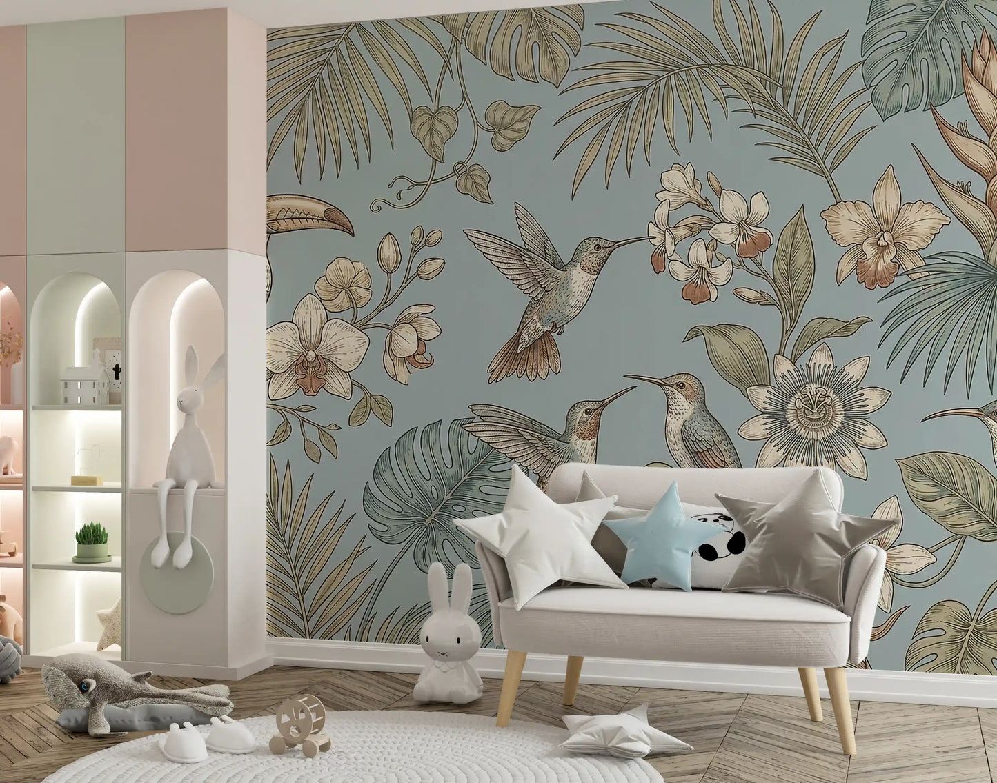 Tropical Birds Serenity  Wall Mural
