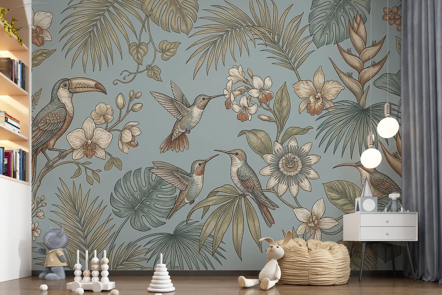 Tropical Birds Serenity  Wall Mural