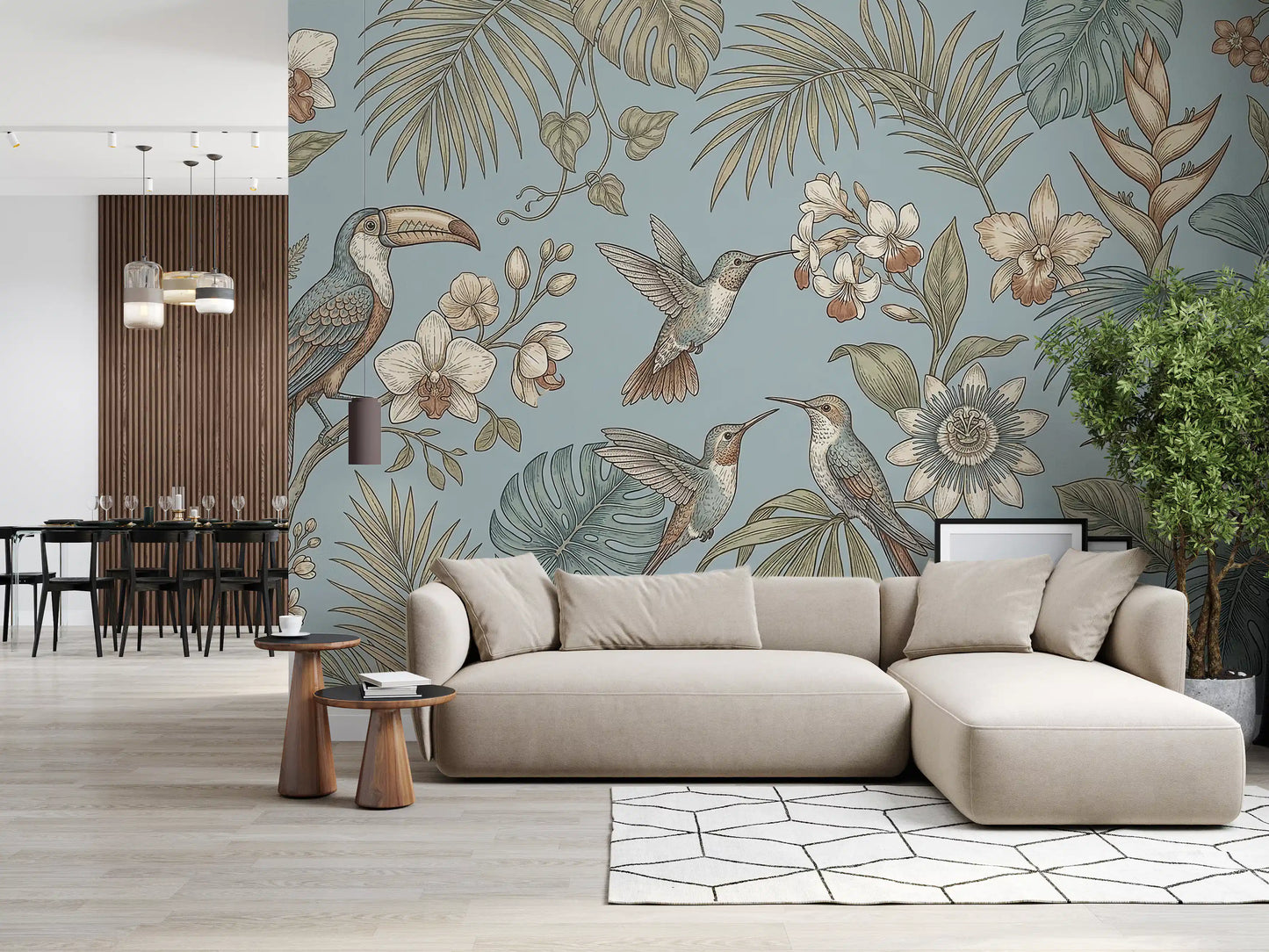 Tropical Birds Serenity  Wall Mural