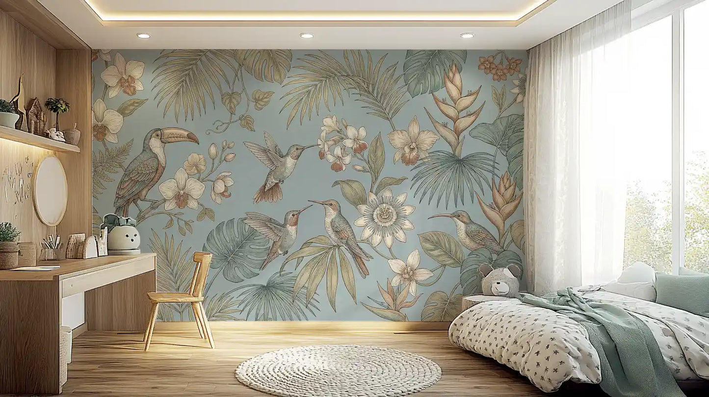 Tropical Birds Serenity  Wall Mural