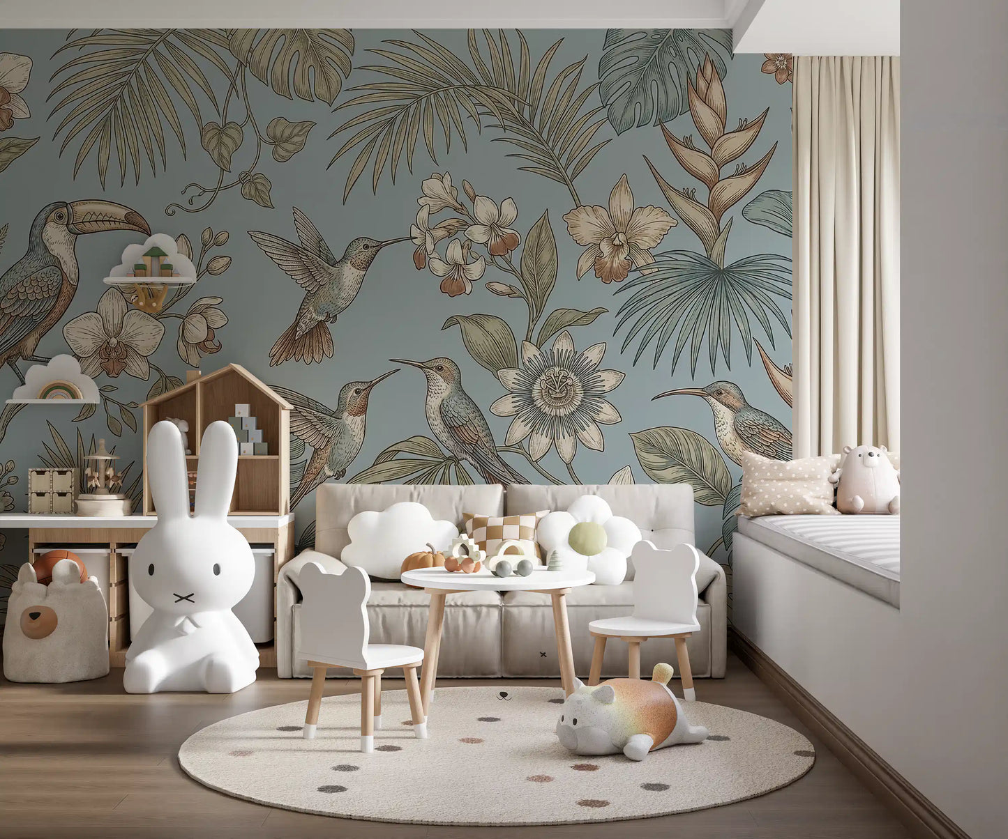 Tropical Birds Serenity  Wall Mural