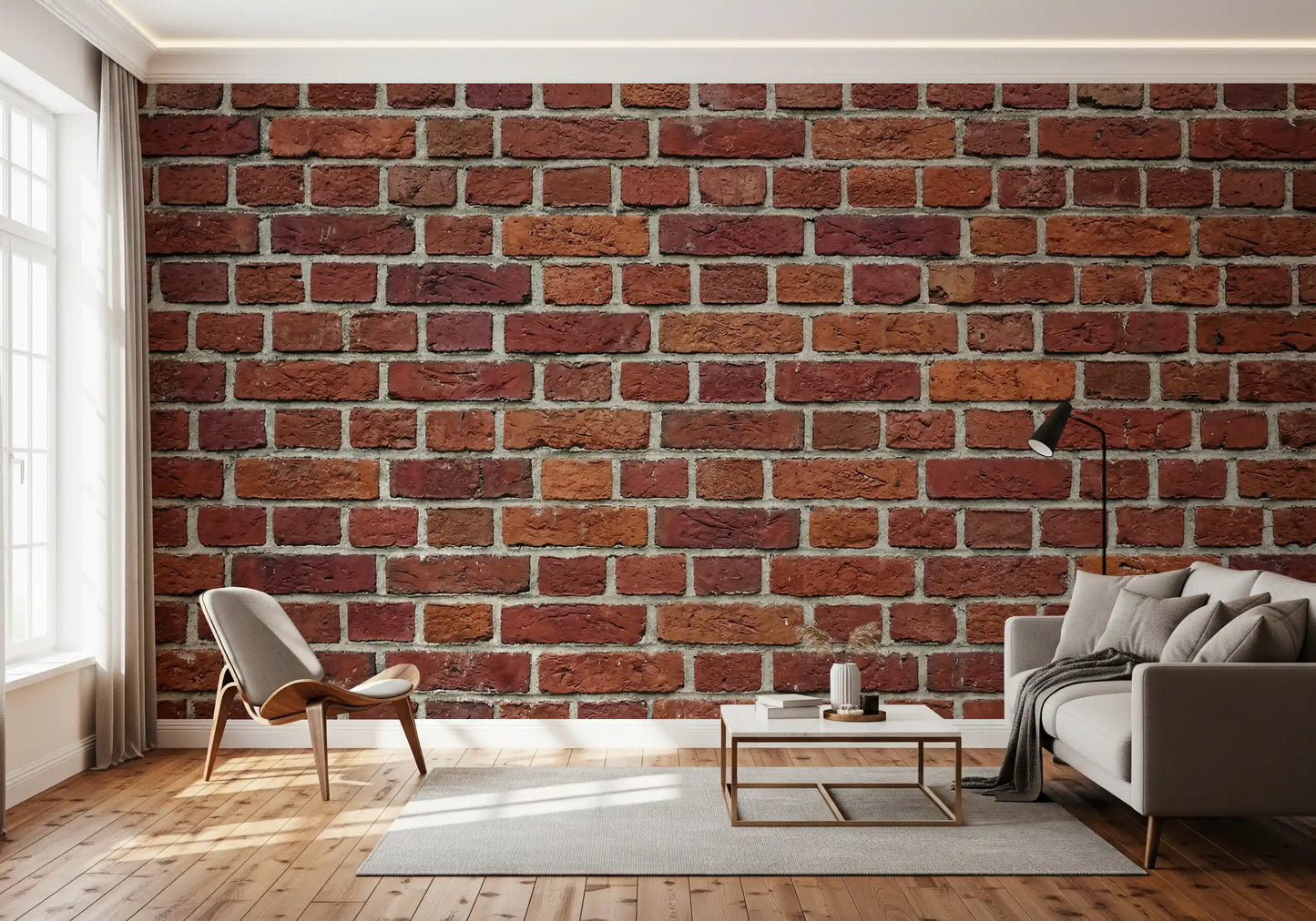 Weathered clay tones define this Rustic Red Brick wall mural design