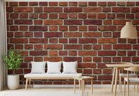 Weathered clay tones shape this Rustic Red Brick wall mural design